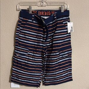 NWT Epic Threads Men's Navy and Orange Striped Shorts size 12
